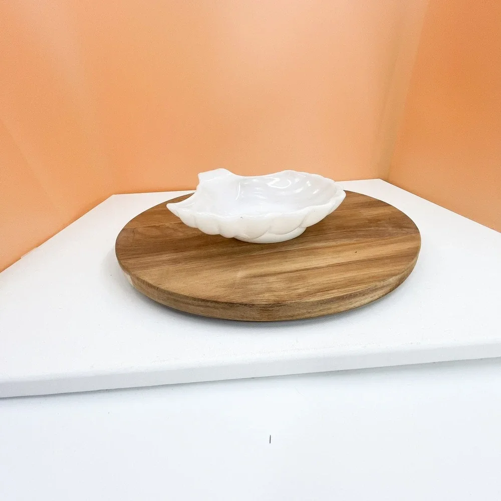 Vintage White Milk Glass Seashell Dish: Ring Holder, Soap Dish (7 inch)